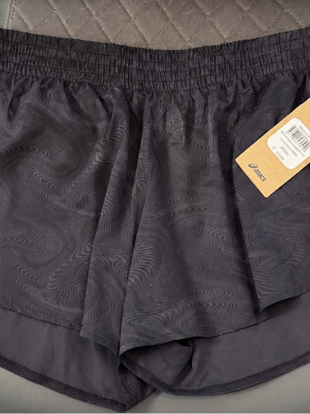ASICS Women's Dark Charcoal Swirl Lined Running Athletic Shorts
